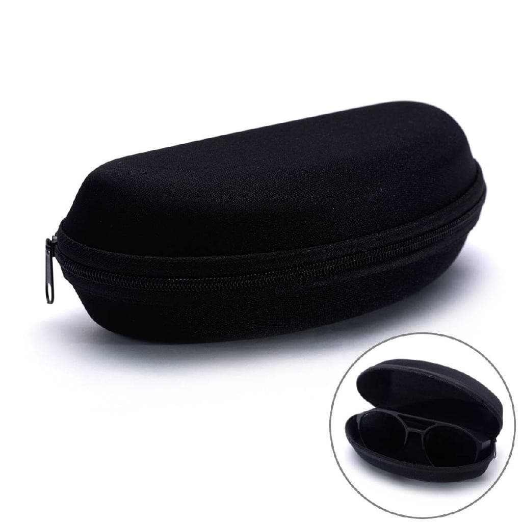 Estojo Para Óculos De Sol Grande C/ Zíper Preto Case Porta Armação de Óculos