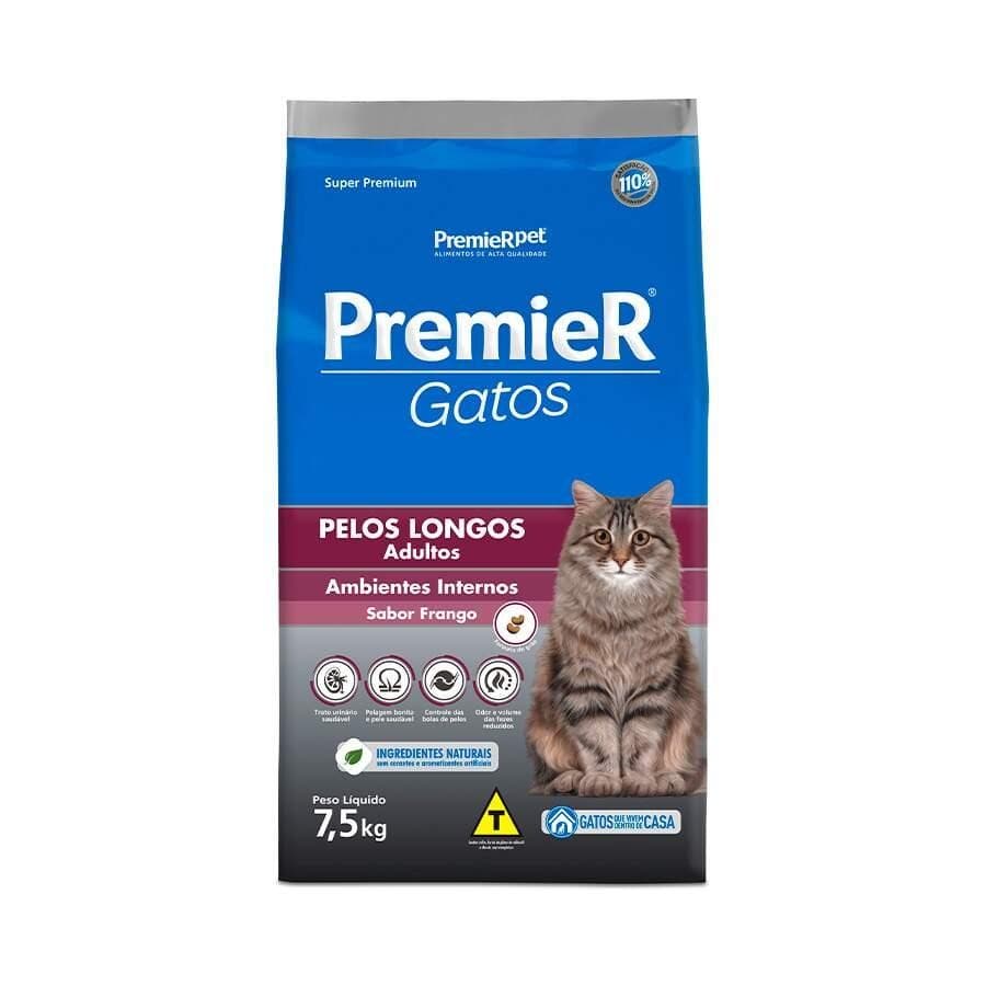 Ração Premier Amb Inter Pelos Longos Gatos ad Frango 7,5kg