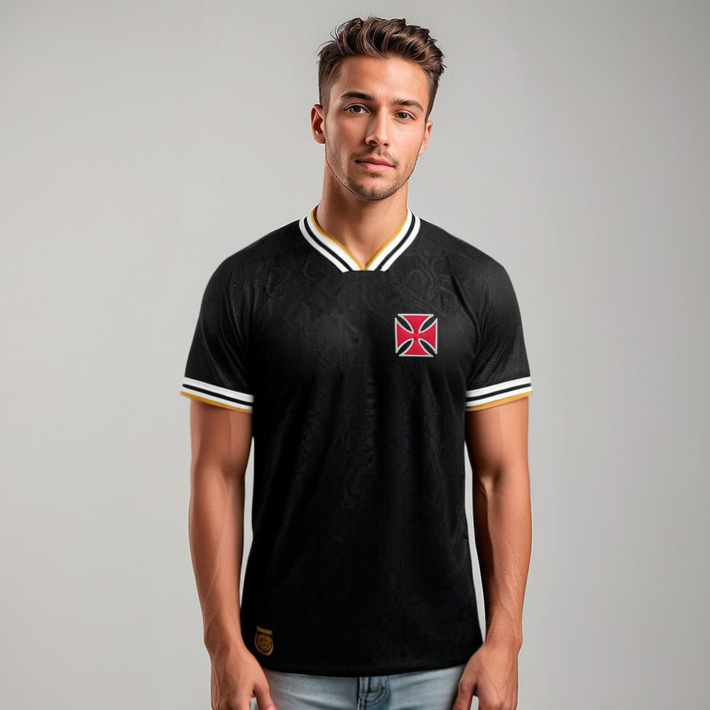 Camisa Vasco Retrô 1974 Campeão Brasileiro Jacquard Masculina Oficial