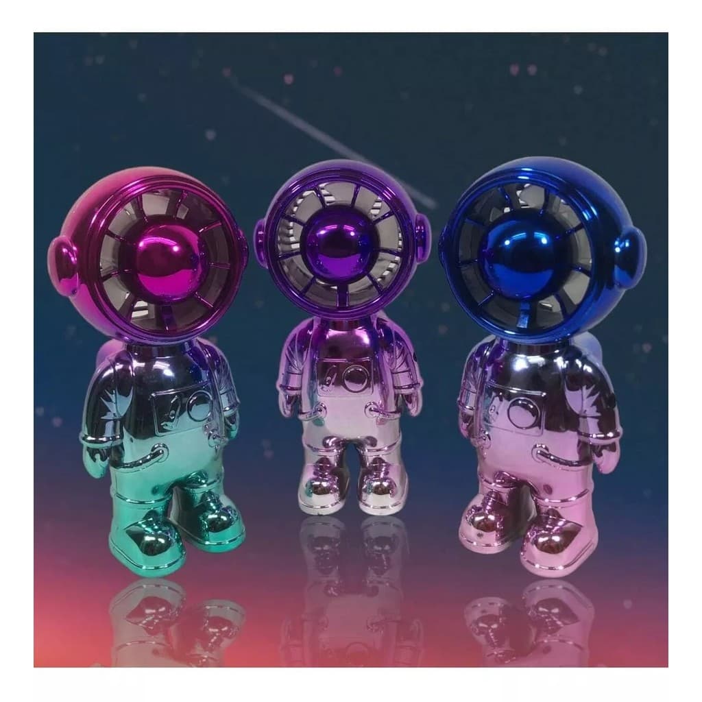 Mini Ventilador Recarregável Portátil De Mão Mesa Usb Astronauta 2 velocidades
