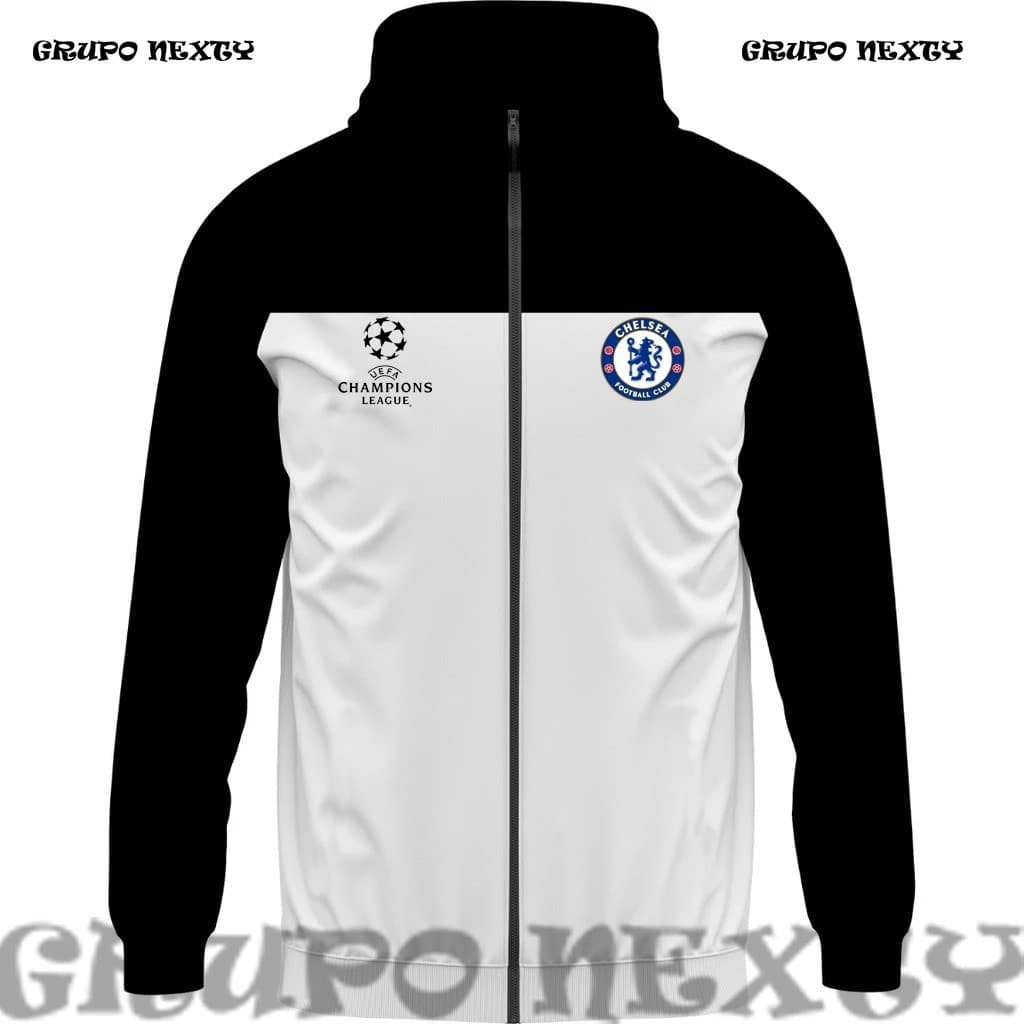 Corta Vento Chelsea Football Club Champions League Liga Casaco Blusa De Frio Masculina Manga Longa Capuz Jaqueta Preta