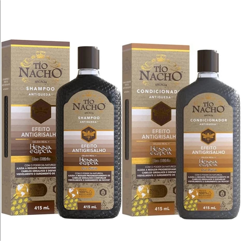 SHAMPOO + CONDICIONADOR EFEITO ANTIGRISALHO TIO NACHO 415ML