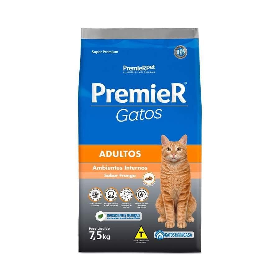 Ração Premier Ambientes Internos Gatos Adultos Frango 7,5kg