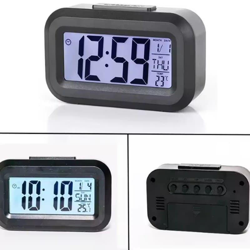 Relógio de Mesa Portátil Digital Despertador Led Lcd Brilha Escuro Pequeno tamanho 9cmx5,5cm