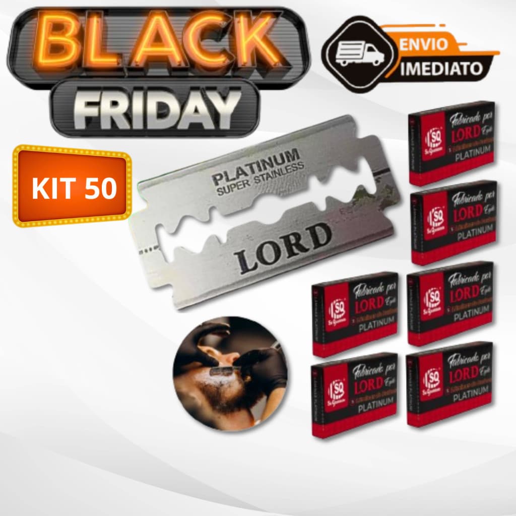 Kit 50 Lâminas LORD PLATINUM Gillete Profissional Para Barbeiros Fabricadas no Egito