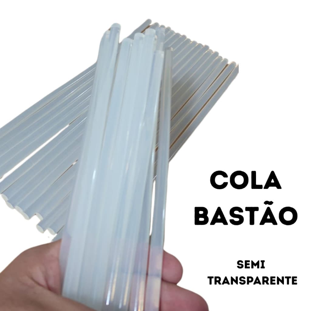 Bastão Cola Quente Semi Transparente de 7 mm e 30 cm de comprimento Artesanato Profissionais Papelaria