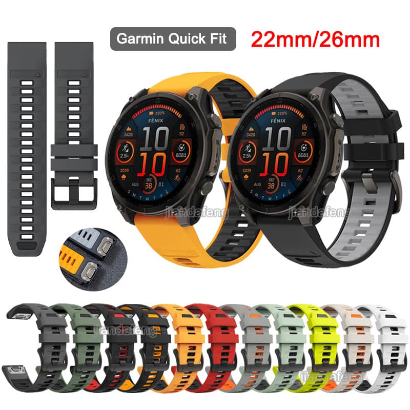 Pulseira De Silicone De Ajuste Rápido 22mm 26mm Para Garmin Fenix 8 7 6 5 7X 6X 5X Forerunner 965 955 935 945 745 Quatix
