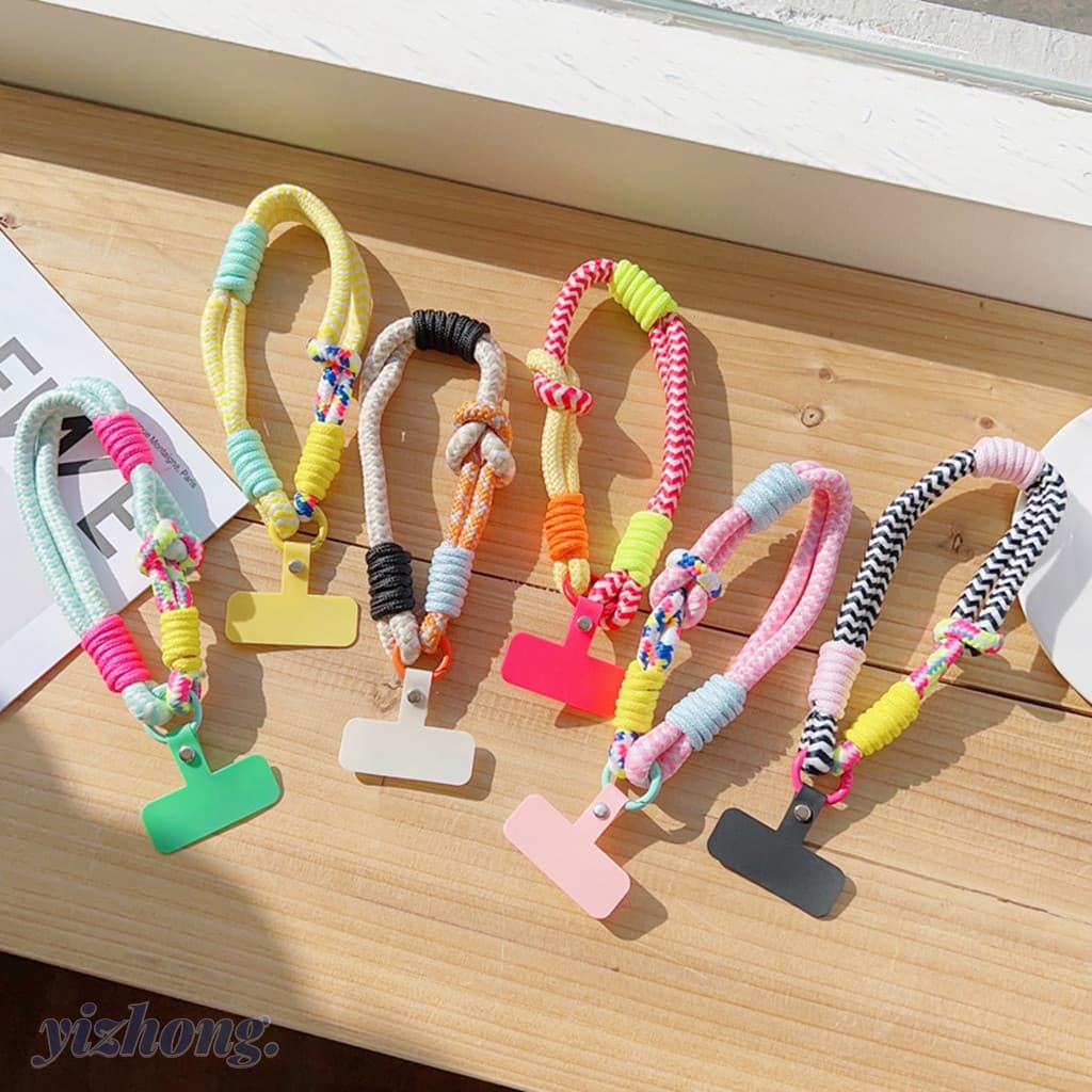 Alça De Telefone Dopamina Contraste Cor Curta Capa De Celular Pingente Corrente Com Cartão Colorido Mochila Cordão Decor