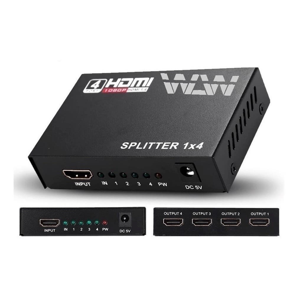 Splitter Compatível com HDMI 1x4 Divisor Conversor Amplificador Distribuido