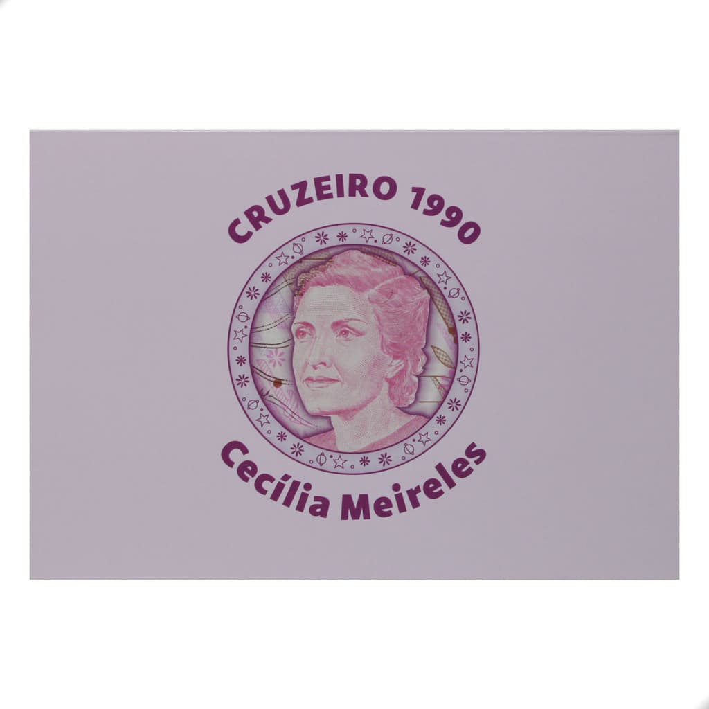 Folder Encarte para Cédula de 100 Cruzeiros 1990 Cecília Meireles