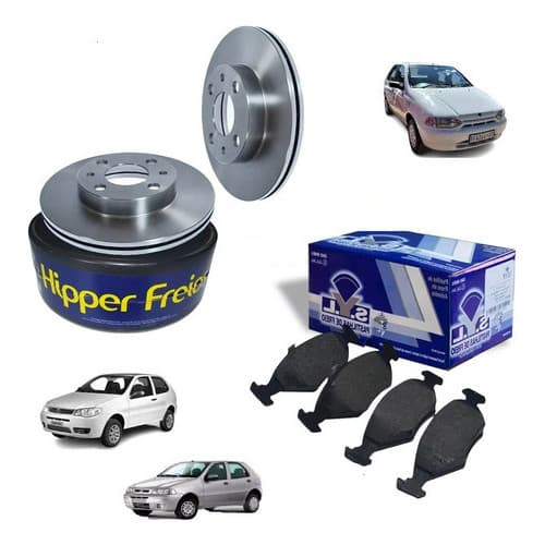 Par Disco + Pastilha Dianteiro Palio 2001 2002 2003