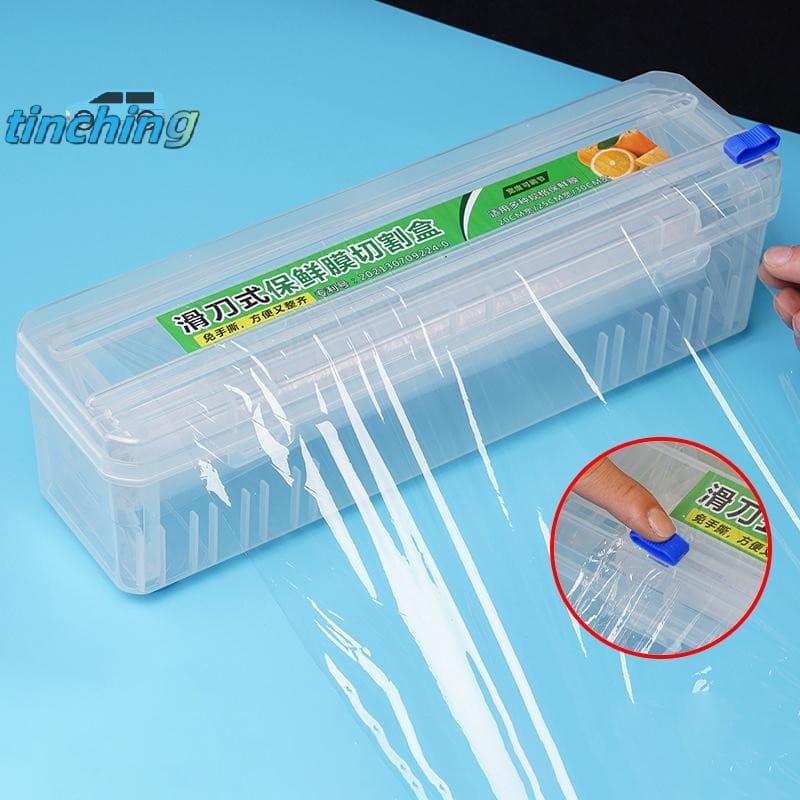 [Tinchigh] Plástico Para Alimentos Reutilizáveis Domésticos Com Cortador De Filme Aderente Ajustável Ferramentas De Cozi