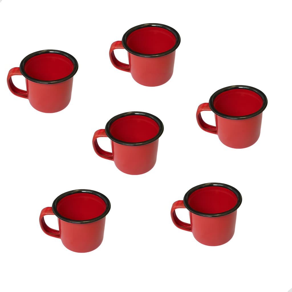 Jogo De 6 Mini Canecas Esmaltadas Reto Rustica Fazenda 5cm