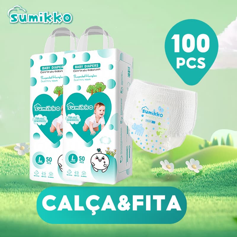 SUMIKKO Calça Fraldas 50 e 100 unidade Baby Ajustável total max P/M/G/XG/XXG/XXXG