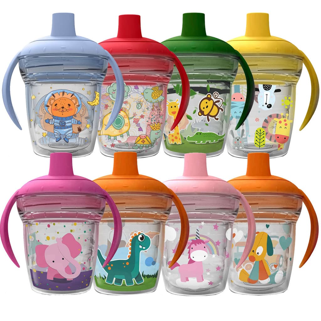 Copo de Transição Antivazamento Bebê Com Alça Treinamento 170ml Livre de BPA Dinossauro Leão