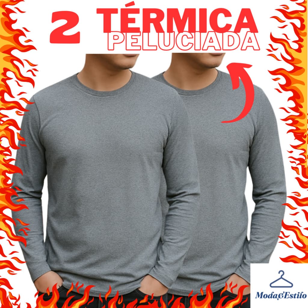 2 Blusa Manga Longa Segunda Pele Térmica Peluciada Manga Longa Masculina
