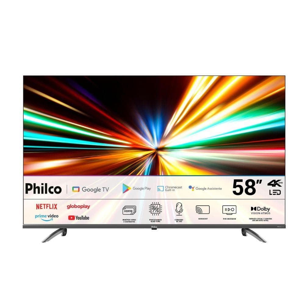 Smart TV Philco P58KGA 4K UHD 58" Android Processador Quad Core Dolby Audio