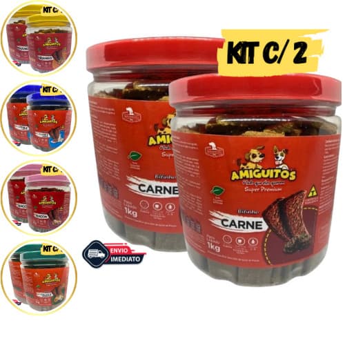 Kit 2 Bifinho AMIGUITOS 1 KG Petiscos Cães Cachorro Pet Premium