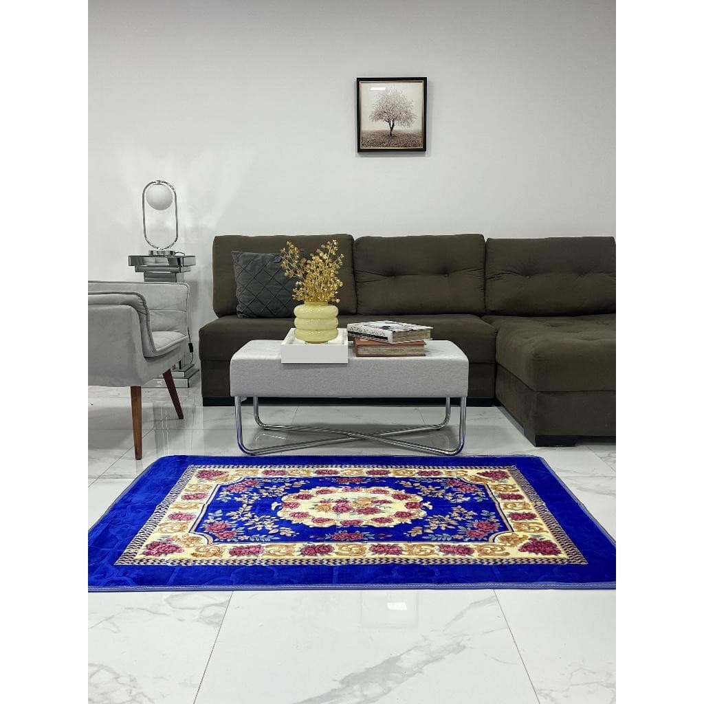 Tapete Sala Quarto Floral Indiano 100x150 cm Antiderrapante Ins Flannel pequeno Estampado