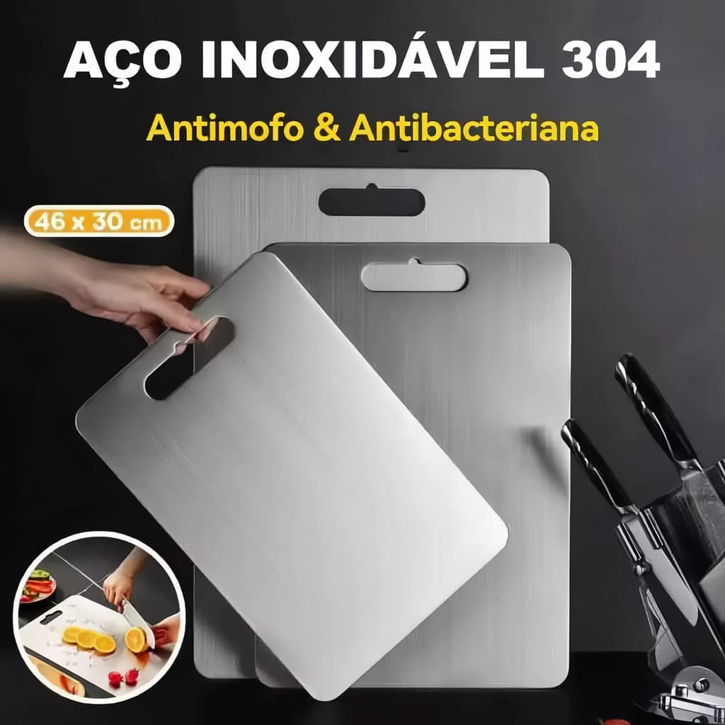 Tábua De Corte 304 Aço Inoxidável Antibacteriana À Prova De Mofo 46 Cm Tábua De Cozinha