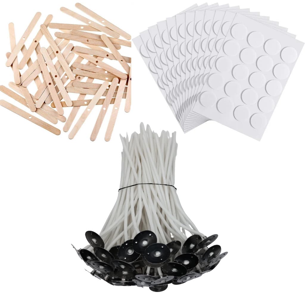 Pavio Velas Decorativas algodão parafinada 2mm 10CM - 50Uns com 50 Adesivos - 25 Centralizador