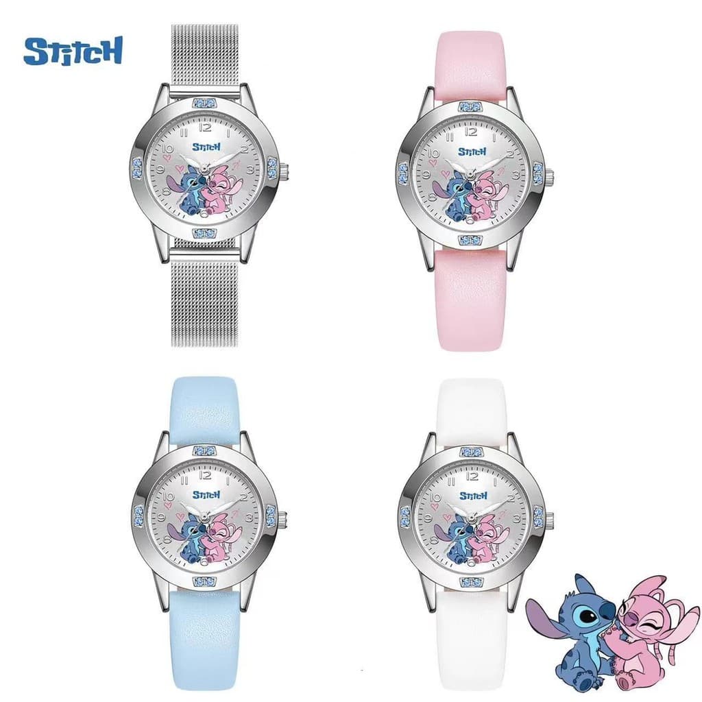 Novo Relógio Infantil Stitch Cartoon para Meninas com Pulseira de Aço, Fofo e Impermeável, Adequado para Estudantes