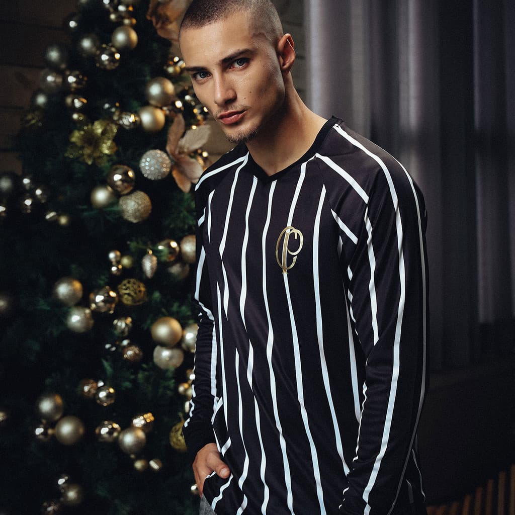 Camisa Corinthians Retrô CP Gold Manga Longa Dry Preta Oficial