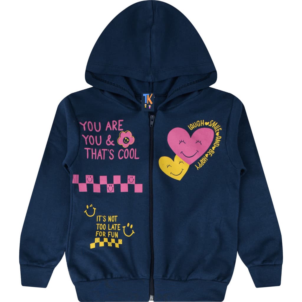 JAQUETA ZIPER MENINA E CAPUZ CASACO INFANTIL CAPOTE MOLETOM PELUCIADO FEMININO