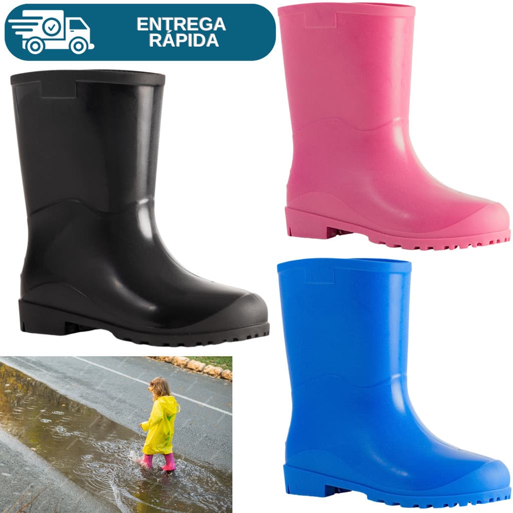 Bota Infantil Galocha Impermeavel Borracha Pvc Chuva Kids Leve Para Criança Menino Menina Epi