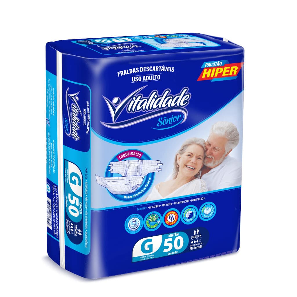 Fralda Descartável Geriátrica Adulto Vitalidade Sênior Direto da Fábrica Barato Revenda VPP_Oficial