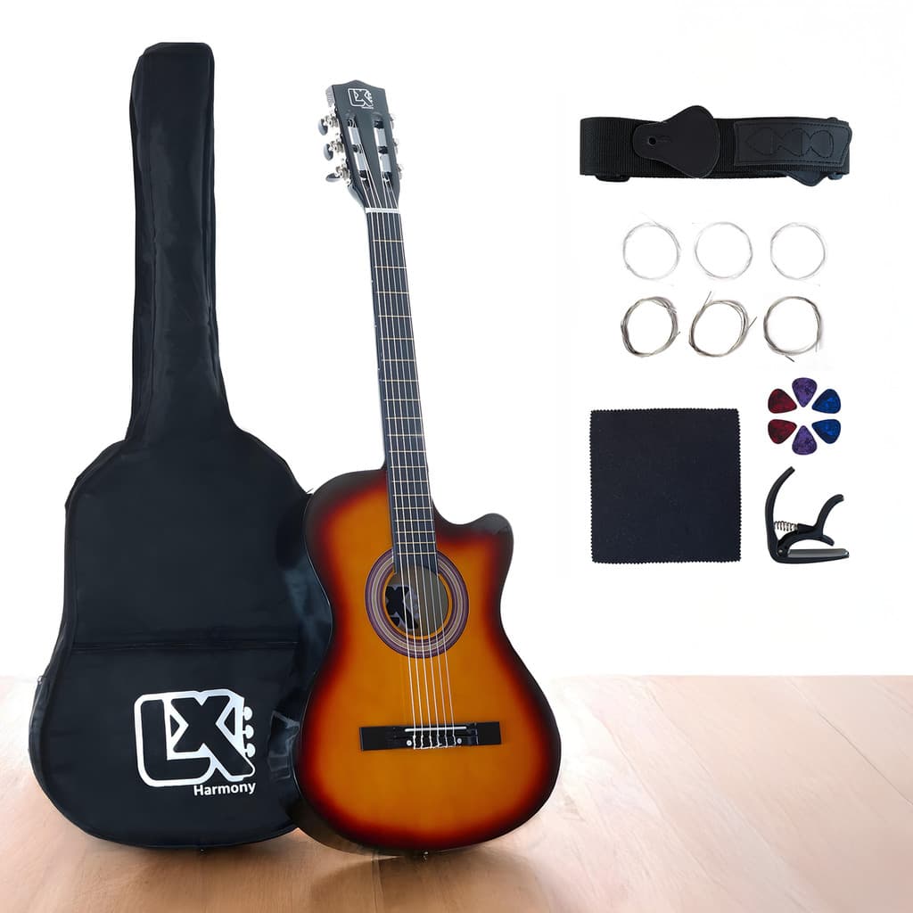 Violão Clássico Acústico Cutaway 38 C/Sunburst -Kit Completo
