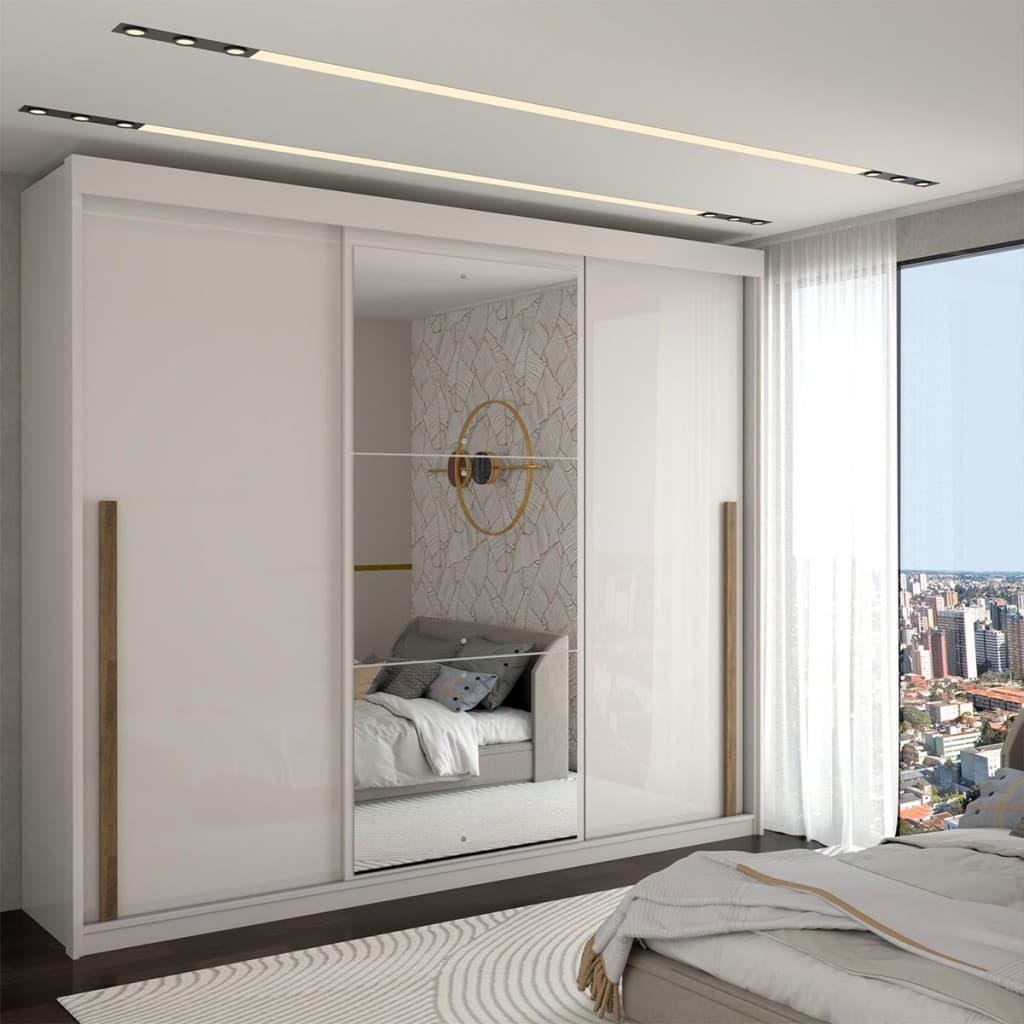 Guarda-Roupa Casal Cardial 3 Portas 6 Gavetas com Espelho - Panorama Móveis