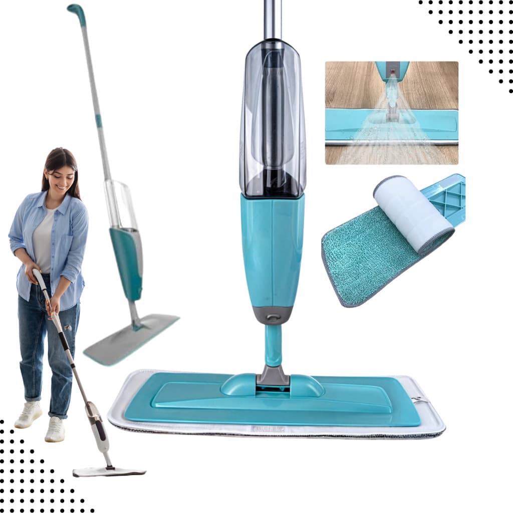 Mop Spray 3 em 1 com Reservatório 400ml - Esfregão Mágico para Limpeza Completa Lava Enxágua e Seca