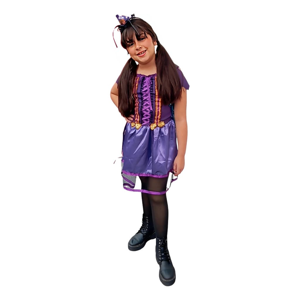 Fantasia Bruxinha Infantil De Luxo Halloween + Tiara Brinde