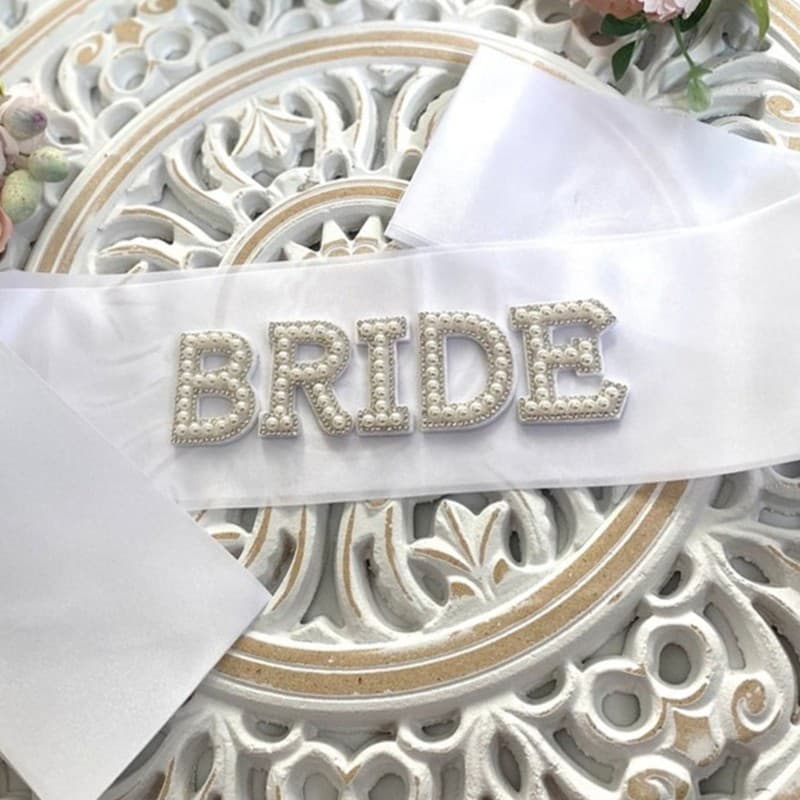 blg Faixas Ajustáveis Para Festa Noiva, Pérolas Elegantes E Strass, Letras