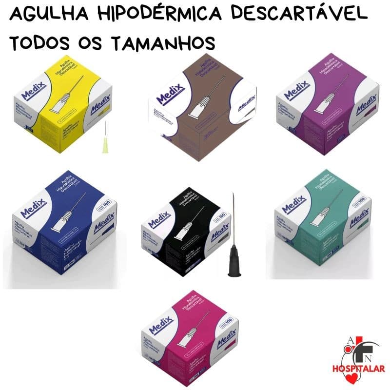 Agulha Hipodérmica Descartável Todos os Tamanhos
