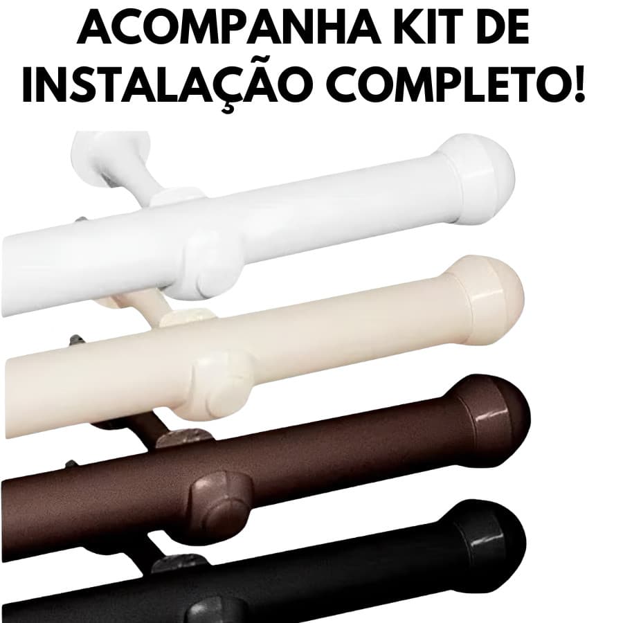 Kit Varão Cortina Completo 2 Metros de Cortina Resistente