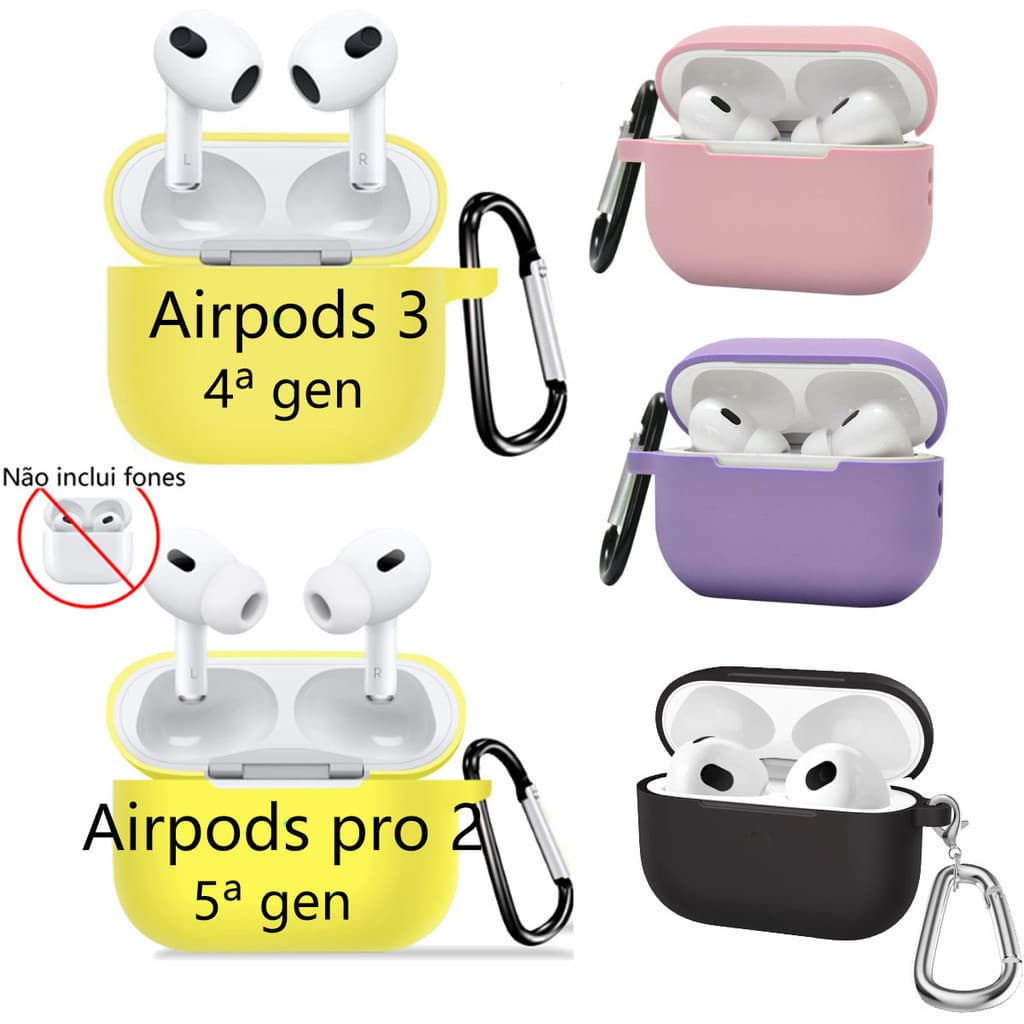 Capa Silicone Protetora para fone apple AirPods 3/pro2