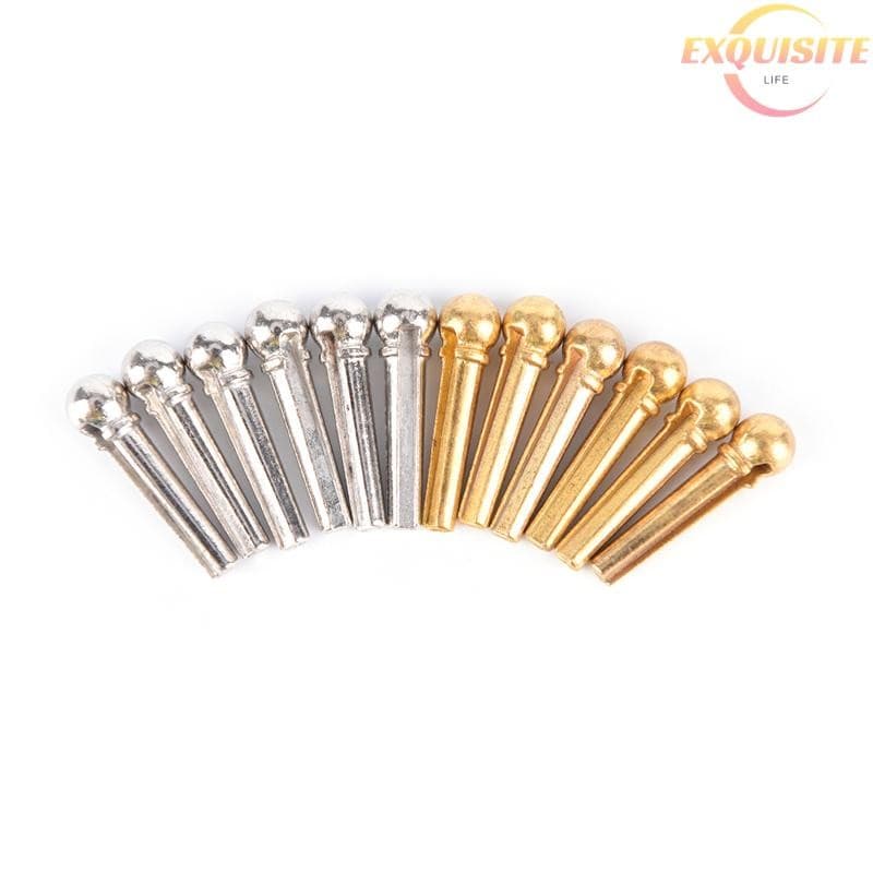 [EL] 6 Peças De Pino De Ponte De Metal Para Violão Folk , Corda Unhas , Cor Prata/Ouro , Novo