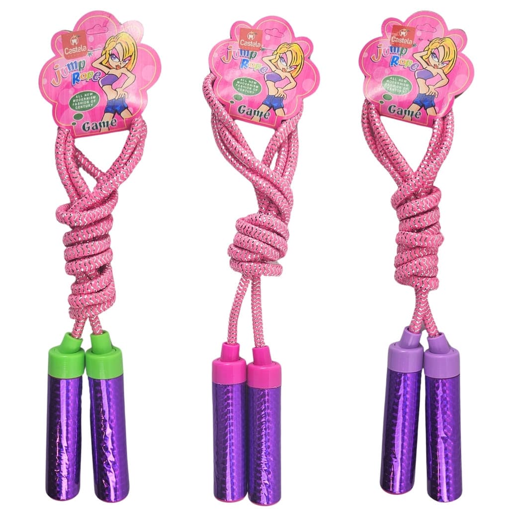 Pula Corda Infantil 2,27m Rosa Com Roxo - Castela