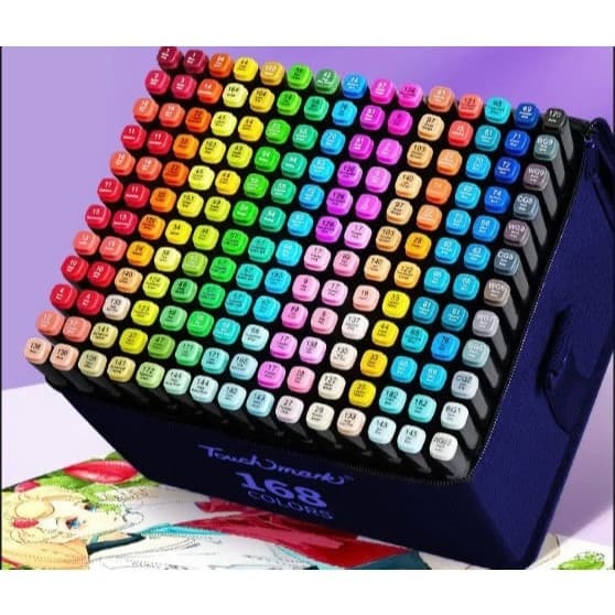 Canetinhas Coloridas Ponta Dupla 100/120/168/204 Cores Estojo Escolar