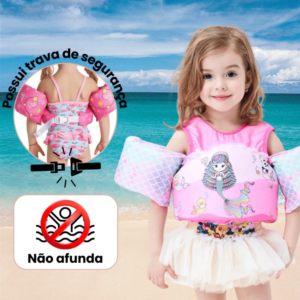 Colete Boia infantil de natação flutuante com braçadeira de segurança infantil de 1 a 6 anos Não Fura