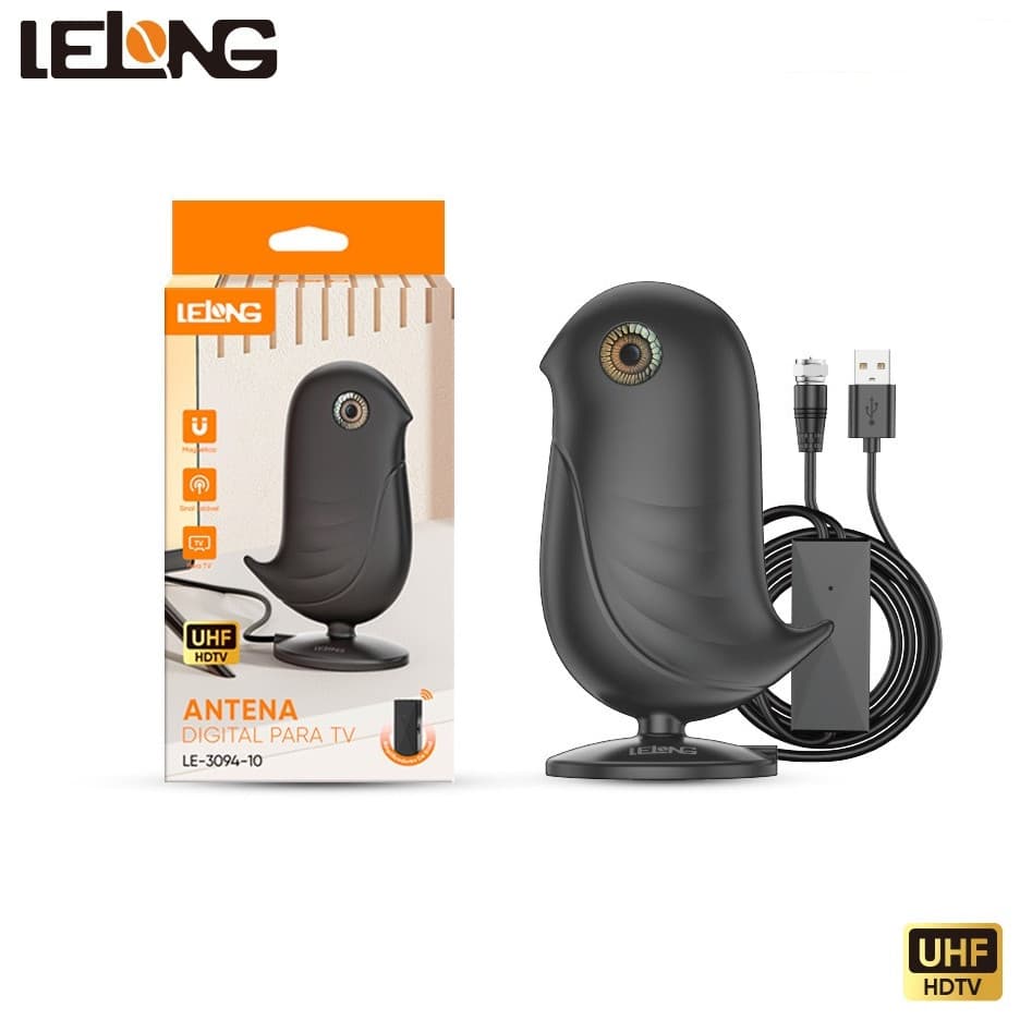 Antena UHF Interna Amplificada Para Tv Lelong LE-3094-10 3mt