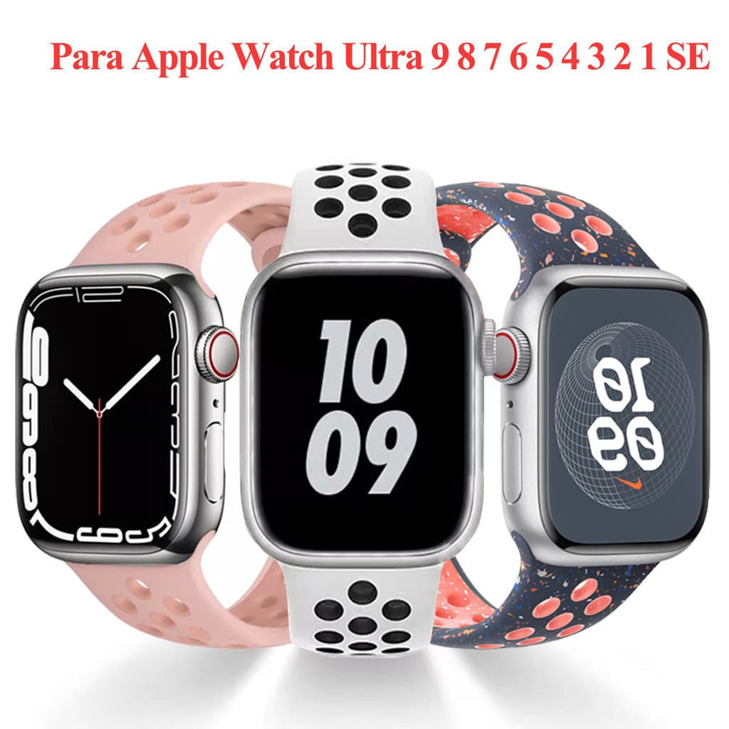 Pulseira Esportiva de Silicone para iwatch Apple Watch Series 11 Ultra 3 10 9 8 7 6 5 4 3 2 1 SE 49 45 44 42 41 40 46mm