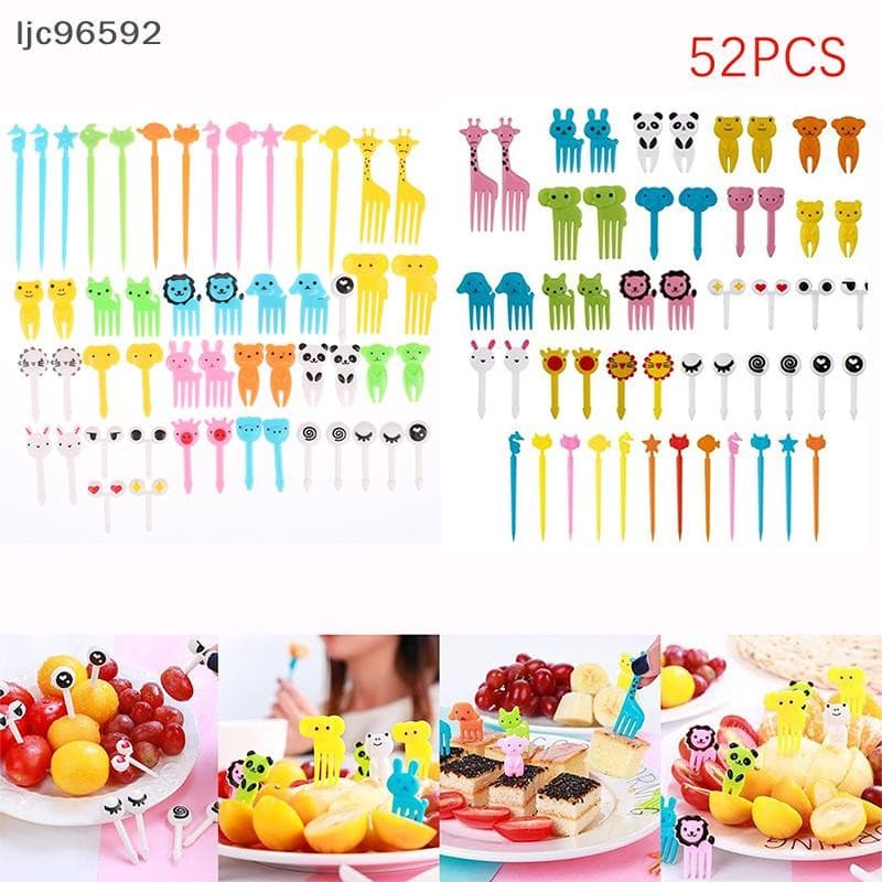 [ljc] 52 Peças Garfo De Frutas De Animal De Desenho Animado Infantil Sobremesa Decoração De Festa [BR]