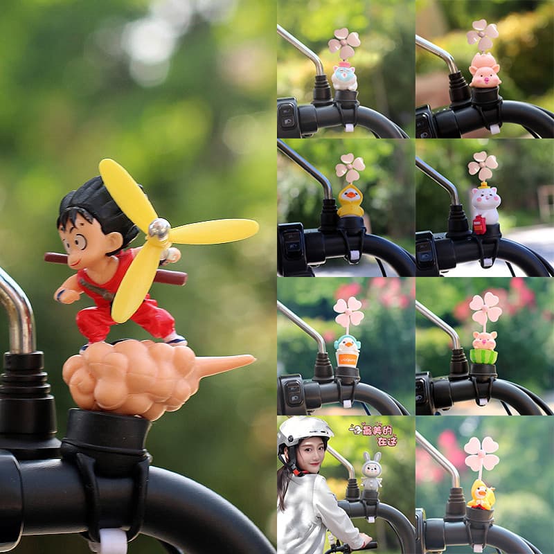 Moinho De Vento Bonito Dos Desenhos Animados , Bicicleta Elétrica , Decoração Da Motocicleta , Ornamento Do Carro Animal