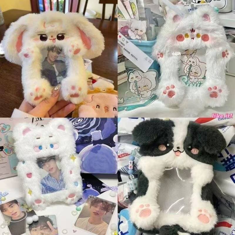 6 Estilos Porta-Cartões De Pelúcia Animal Desenho Animado Fofo Raposa Coelho Cachorrinho Foto Pequena Exibição De Cartão