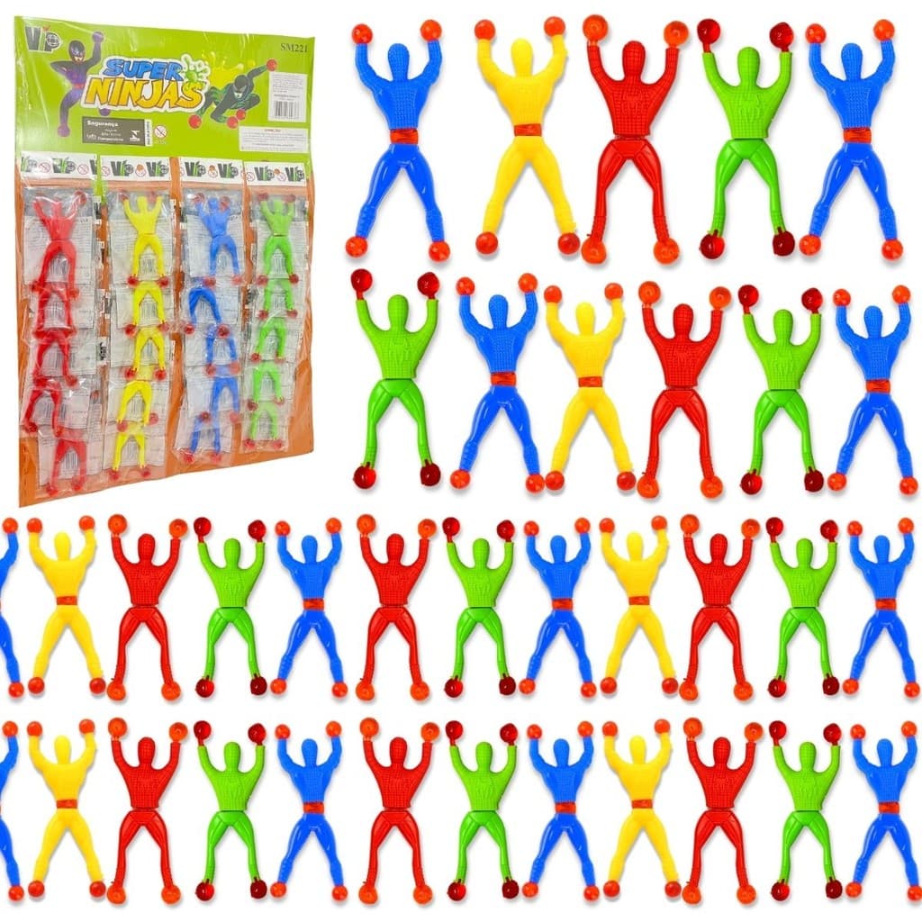 Kit 40 Boneco Ninja Gruda Na Parede De Brinquedo Infantil