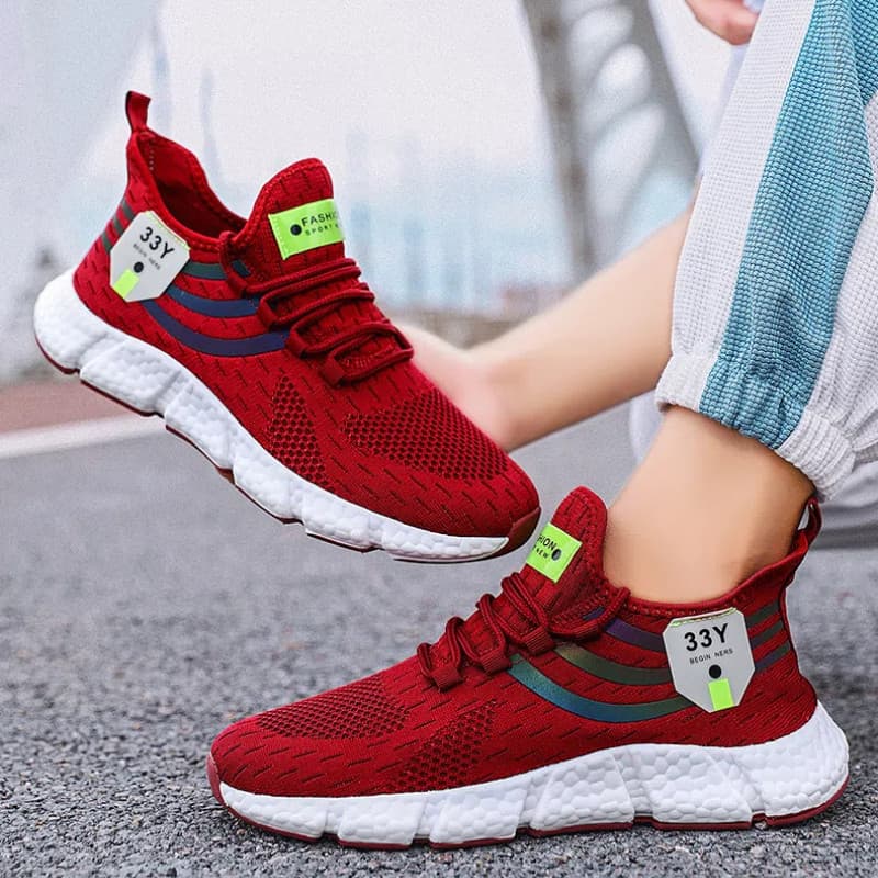 Tênis de corrida esportivo feminino leve e respirável de tamanho grande malha sola macia confortável