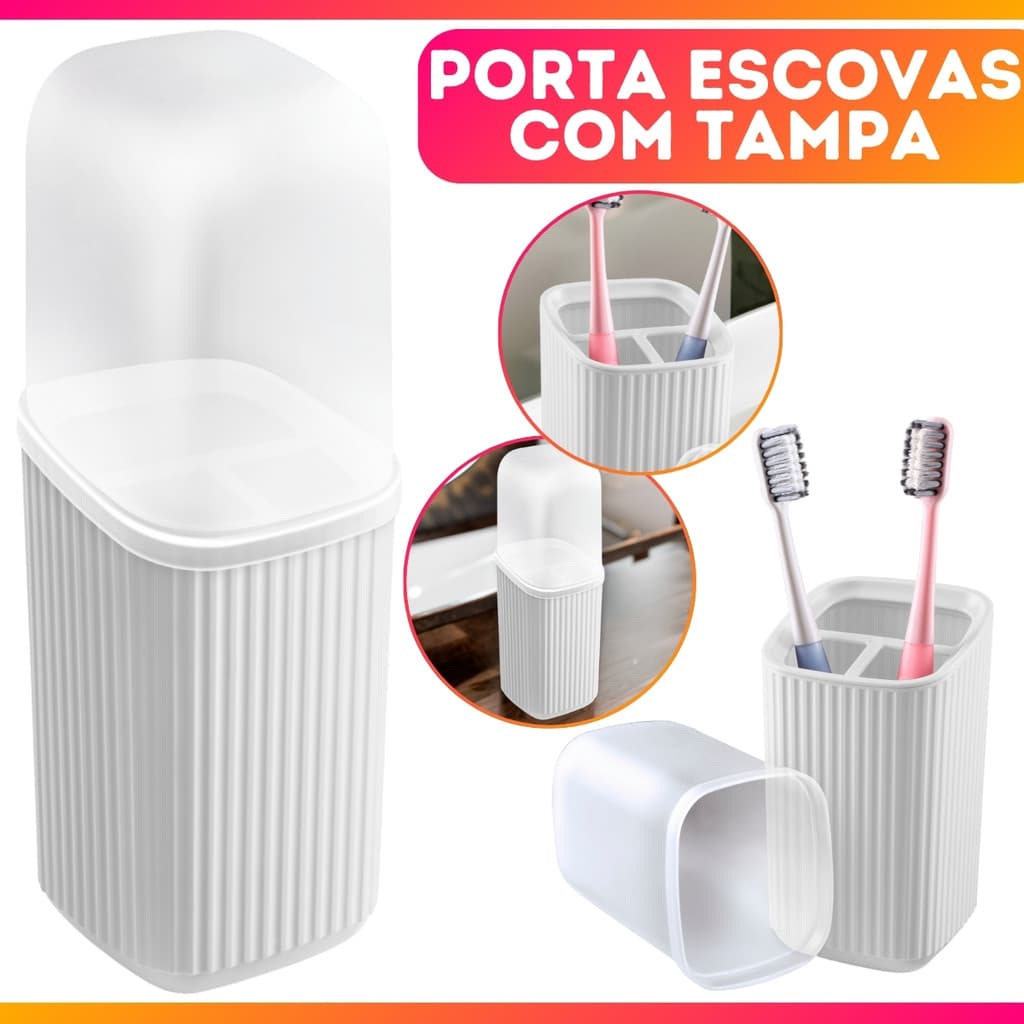 Porta Escova Dental De Pia Plástico Quadrado Com Tampa Moderno Luxo Banheiro Lavabo